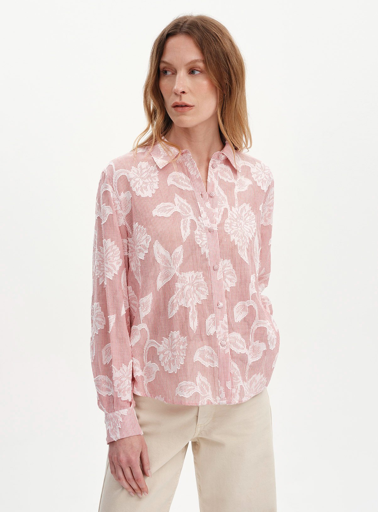 FINERY Heidi Floral Stripe Collared Blouse 20 - Image 1 thumbnail